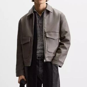 Faux leather Zara Jacket with light padding. Lappel collar.